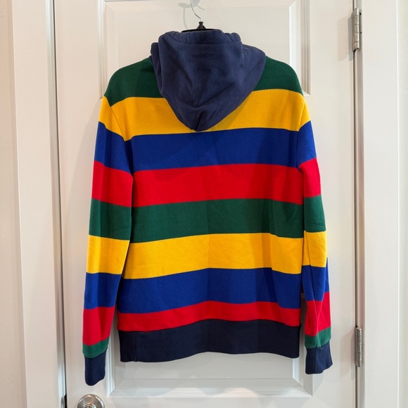 Polo Ralph Lauren Men's Multicolor Bold Striped Cotton Fleece Lined Hoodie sz M - Picture 15 of 15